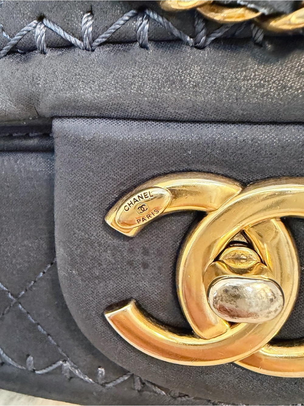 Chanel Navy Blue Quilted Whipstitch Single Flap Bag - Picture 4 of 13